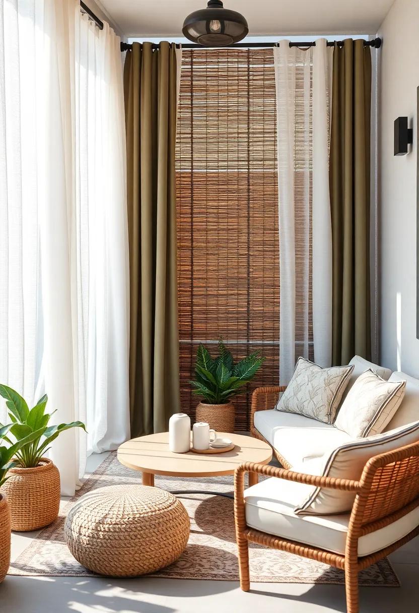 Textured layers: Combine outdoor curtains with bamboo shades for added privacy ‍and a stylish mix of textures