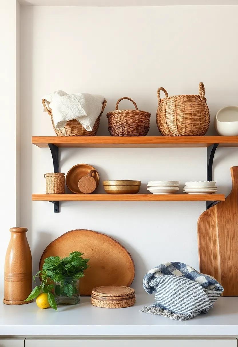 textured Fabrics: Add warmth with ⁤draped textiles ⁣or woven baskets on shelves, introducing softness and eclectic⁢ charm to your⁢ rustic kitchen