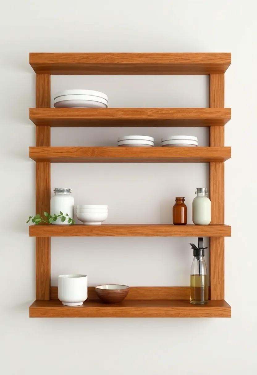 Vintage‌ Mirrors: Reflect ‌your style with wooden shelves featuring integrated mirrors that add depth and interest to your kitchen design