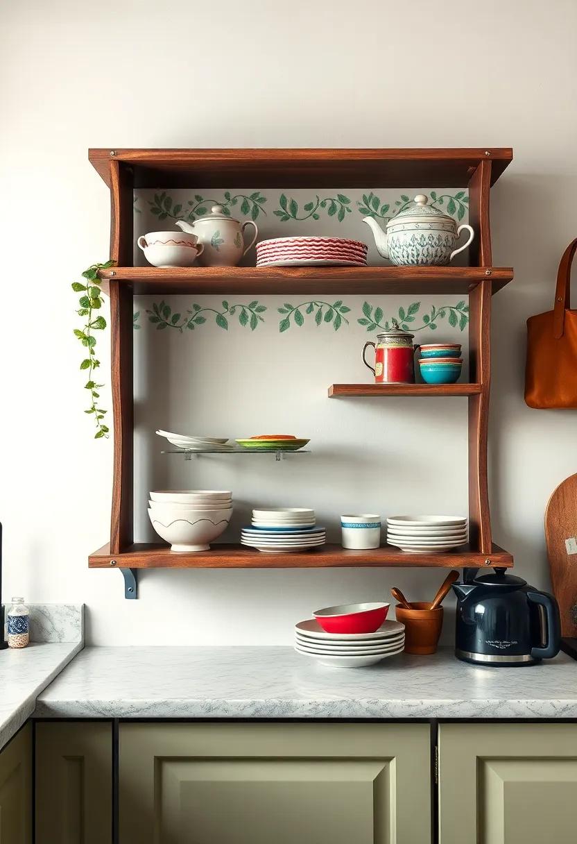 Whimsical Styling: Add a ⁢bit of fun with quirky patterned shelves that showcase delightful kitchen accessories and​ colorful dishware