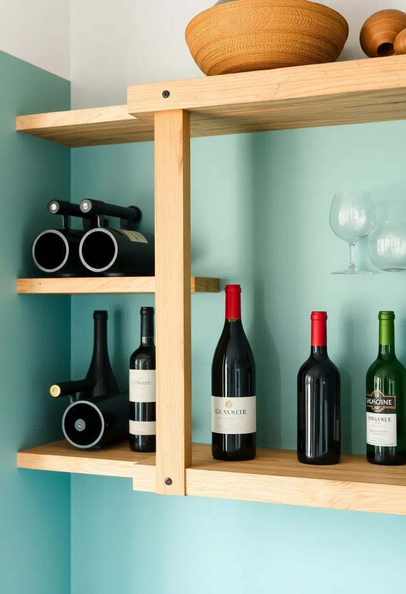 Wine and Dine: Create a rustic wine rack by incorporating shelves specifically designed to hold bottles,‌ merging personality with ‍practicality
