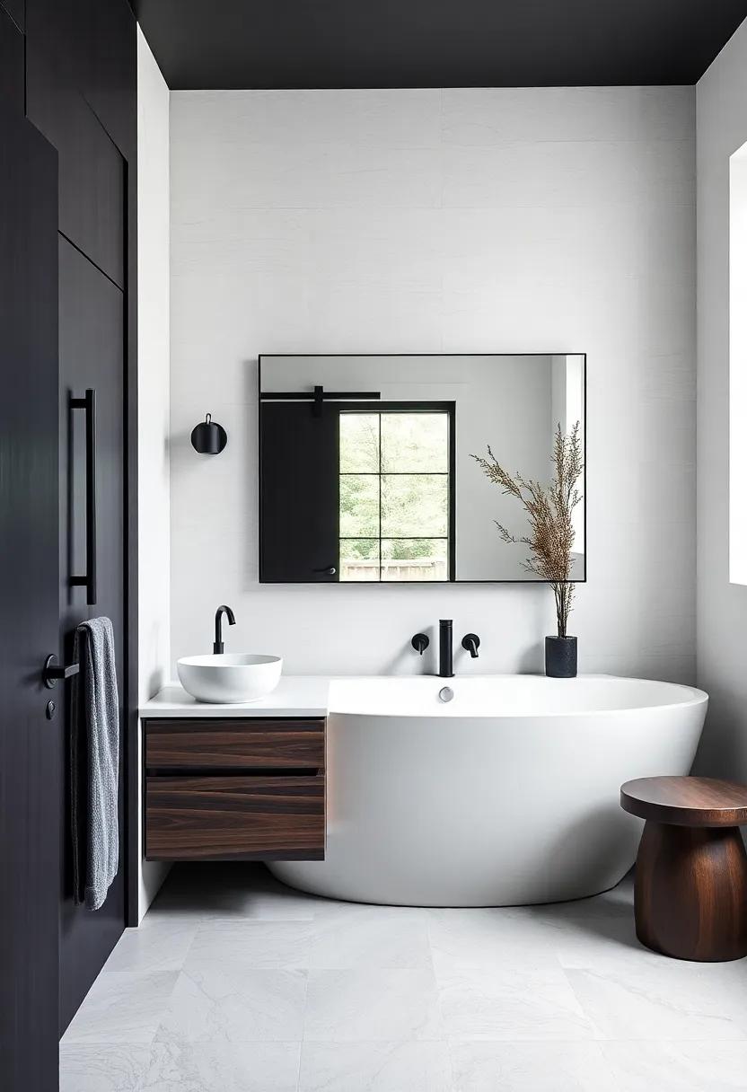Contrasting Textures: Bringing Warmth with Dark ⁤Wooden Fixtures