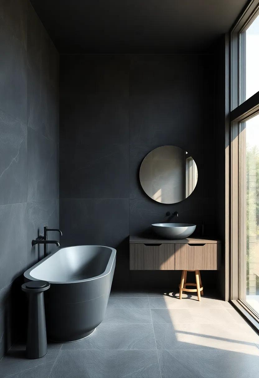 Exploring‍ the⁤ Rich Textures ⁢of Dark Materials in Bathroom Design