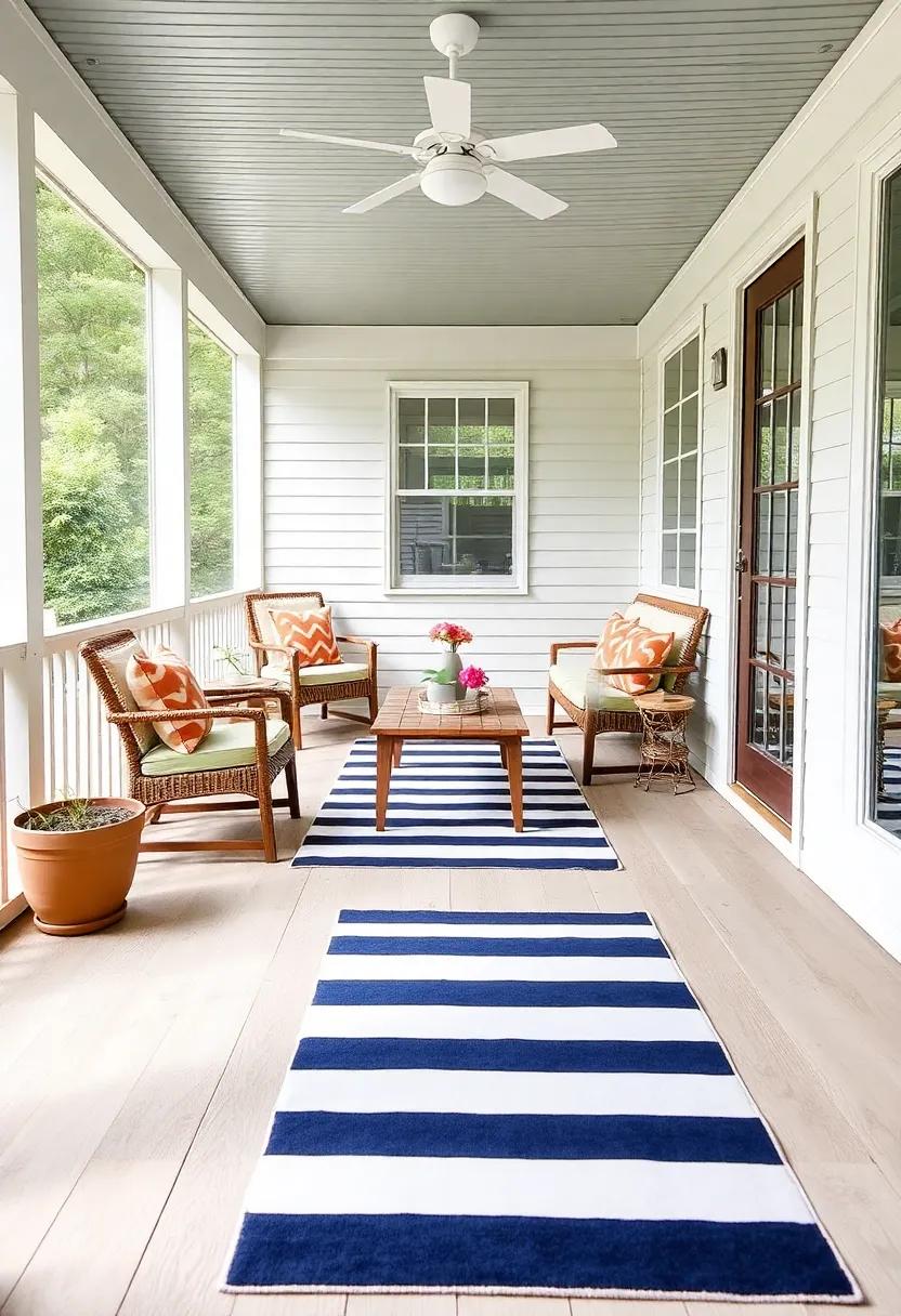 Playful⁤ Stripes: Opt for bold striped rugs that add ‌dimension and fun while‌ complementing simple furniture in cheerful hues