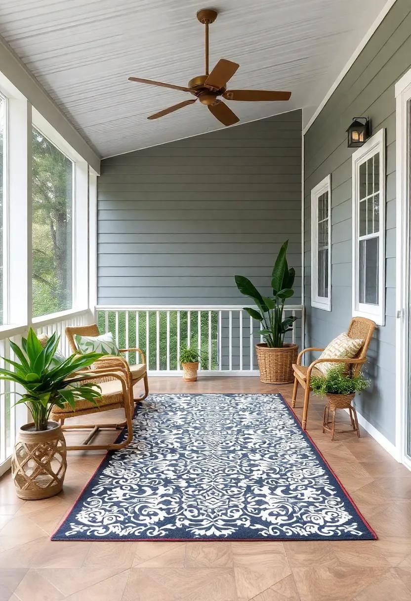 Artistic Flair: Select rugs that feature ‌artistic prints⁢ or designs to act⁣ as⁢ a conversational piece, enriching your outdoor space