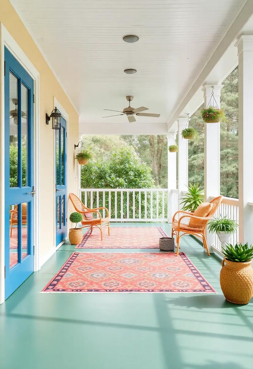 Bold⁣ Colors: Choose⁤ vibrant ⁢rugs with eye-catching⁣ colors to enhance your‌ porch's ambiance, setting a ⁣playful ⁢mood