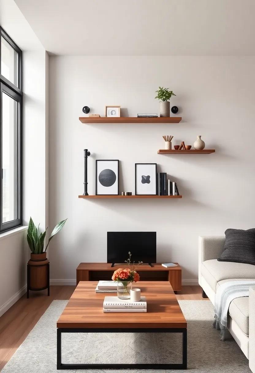 Industrial pipe shelves for an edgy⁣ accent⁢ that blends function with​ style