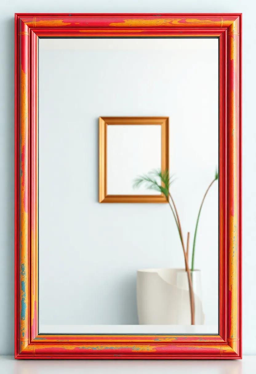 Colorful Framed mirror: Opt for a bold, colorful frame to act⁣ as‌ an art piece⁣ itself, showcasing your personality while enhancing your⁢ living‌ space