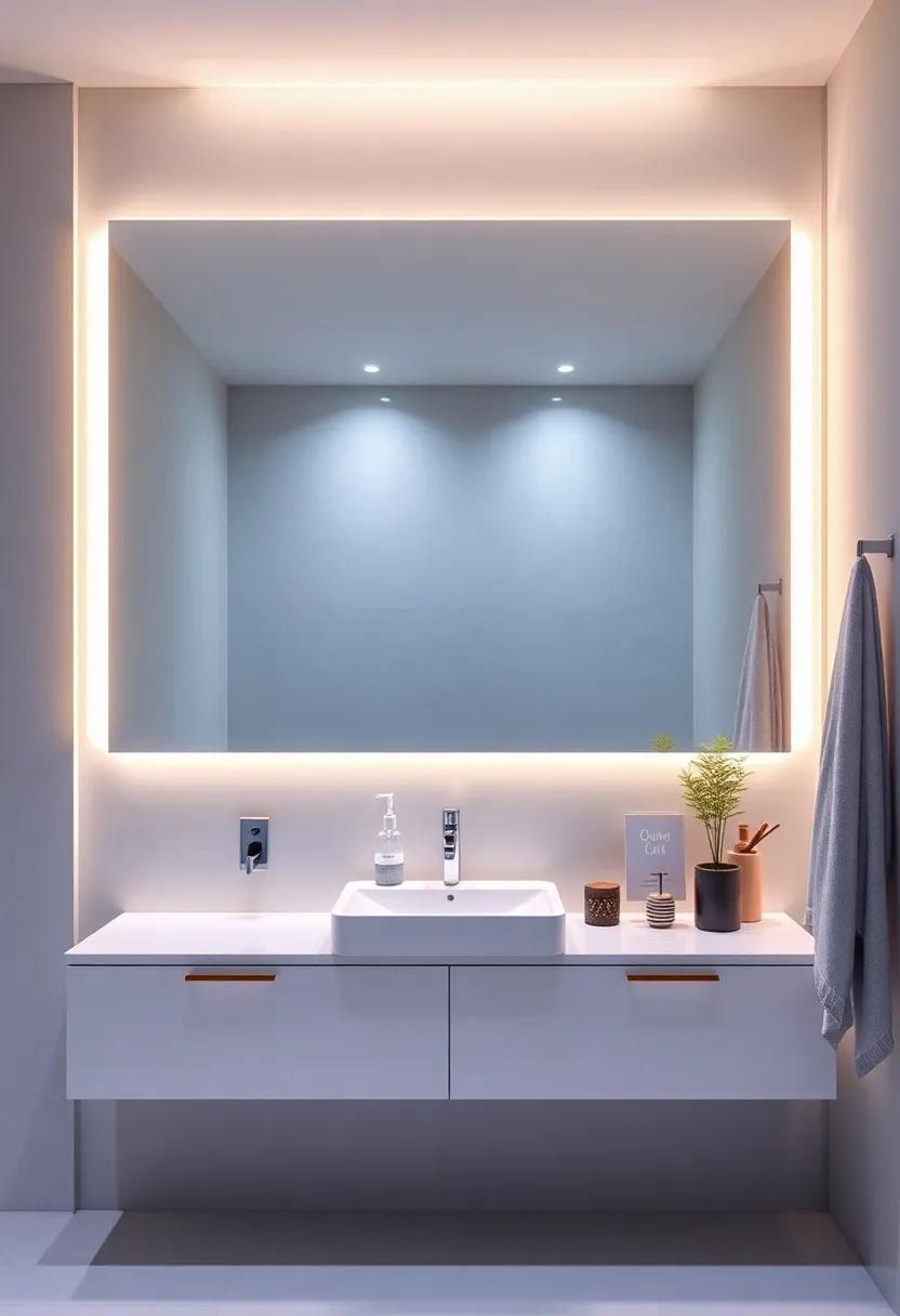 Install backlit mirrors for a contemporary touch⁢ that adds ambient lighting and convenience for ‌daily routines