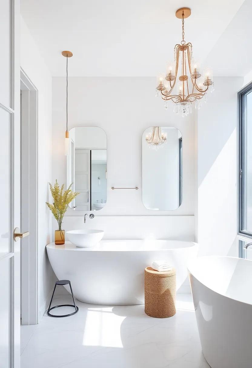Reimagine your​ bathroom with unique lighting fixtures, like chandeliers, ‌for ⁢unexpected glamour