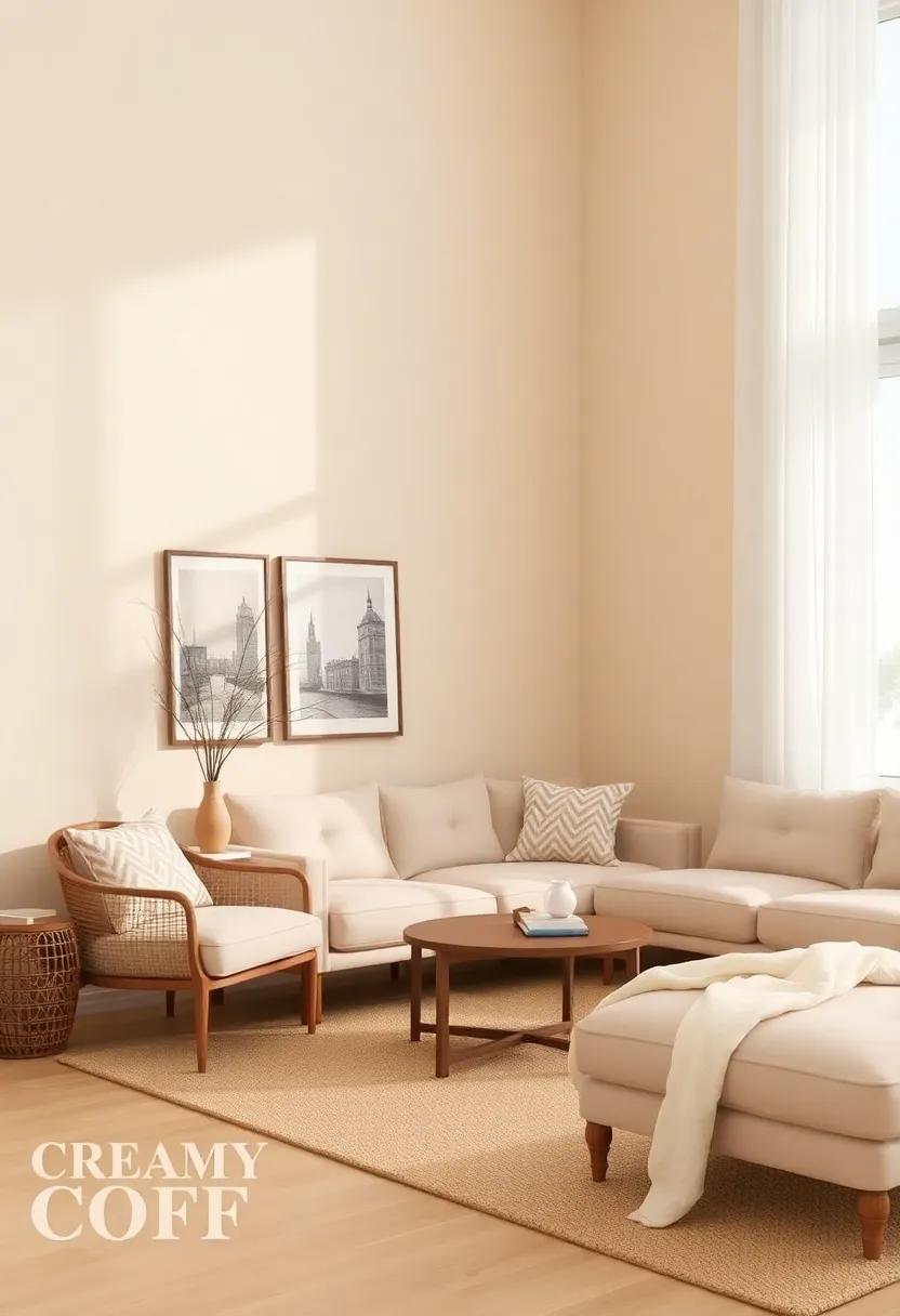 Creamy Coffee: This delightful blend of tan and cream creates a soothing and inviting atmosphere