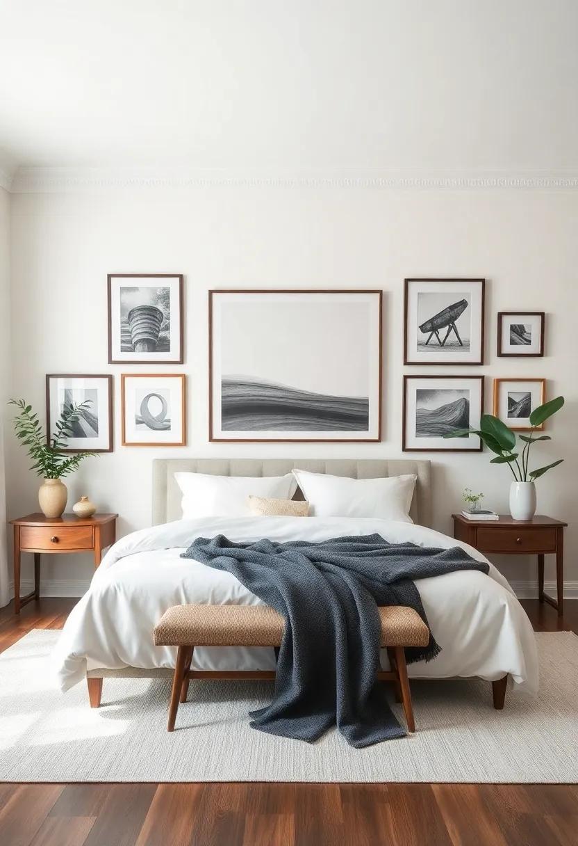 Gallery Walls Showcasing ​Timeless Artwork in the Bedroom