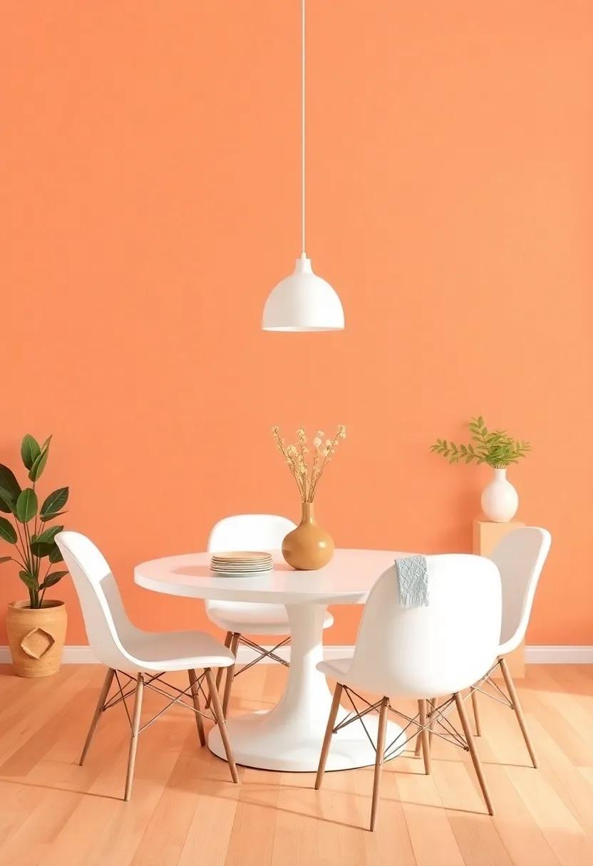 Coral Peach: A cheerful and inviting‌ color​ that adds ⁢a playful twist to your ​dining⁤ area, ⁣perfect for brunches