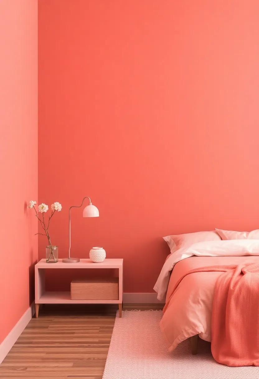 Coral: Lively yet warm,coral adds a burst of color,energizing your space while maintaining its cozy vibe