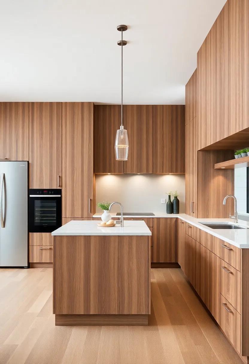 Island Integration: Design a central island with ⁢matching wood cabinetry for a cohesive look that invites family and friends⁣ to gather