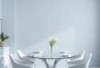 Elevate Your Space: Chic High-End Dining Room in Serenity of Pastel Blue and Silver