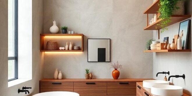 29 Inspiring Ideas for Modern Bathroom Decor with Open Shelving
