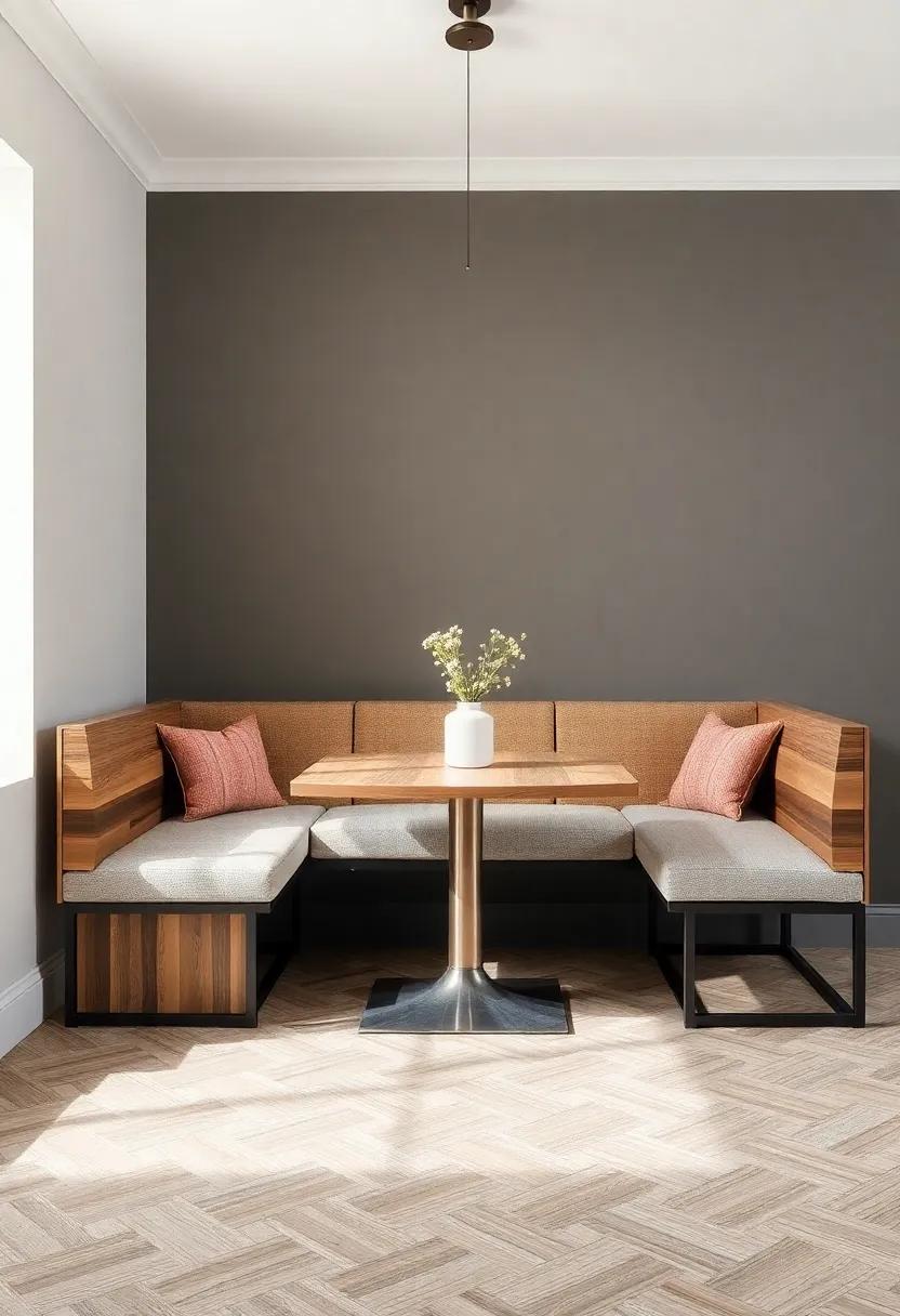 Mixing materials: Unique Combos of Wood, Metal, and Fabric in Banquette Designs