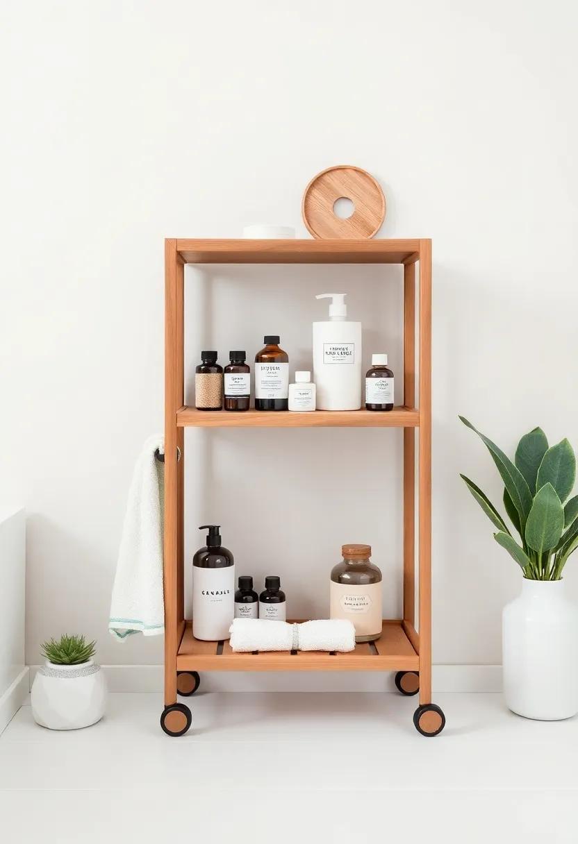 Curate a Spa Station: assemble a shelf or cart with your favorite bath essentials such⁤ as oils, scrubs, and salts for‍ a wellness-friendly focus