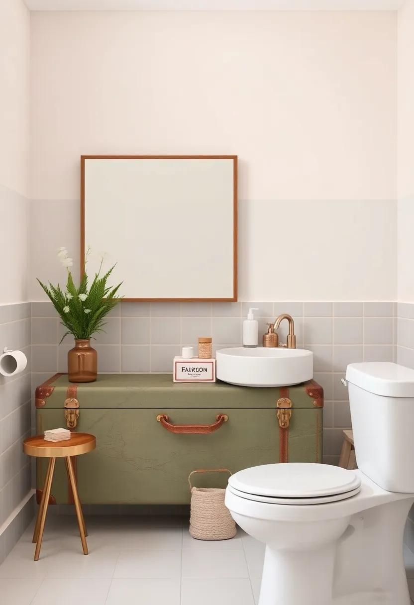 Utilize⁢ Vintage Suitcases: Repurpose vintage suitcases for storage or as quirky side tables that add character to your bathroom