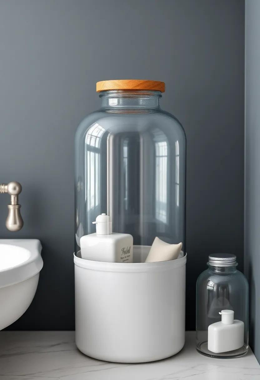 Apothecary Jars: Embrace the charm⁢ of apothecary jars for organizing bathroom ​essentials while adding ⁣a touch of vintage ‌flair