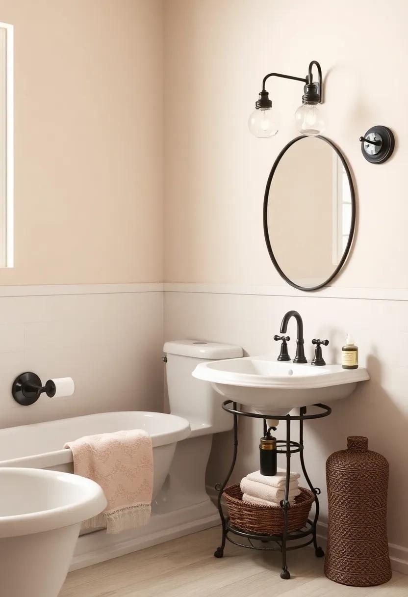Wrought⁤ Iron Accents: Discover the beauty of wrought iron fixtures and towel⁣ racks that bring a rustic yet elegant touch to your‌ decor