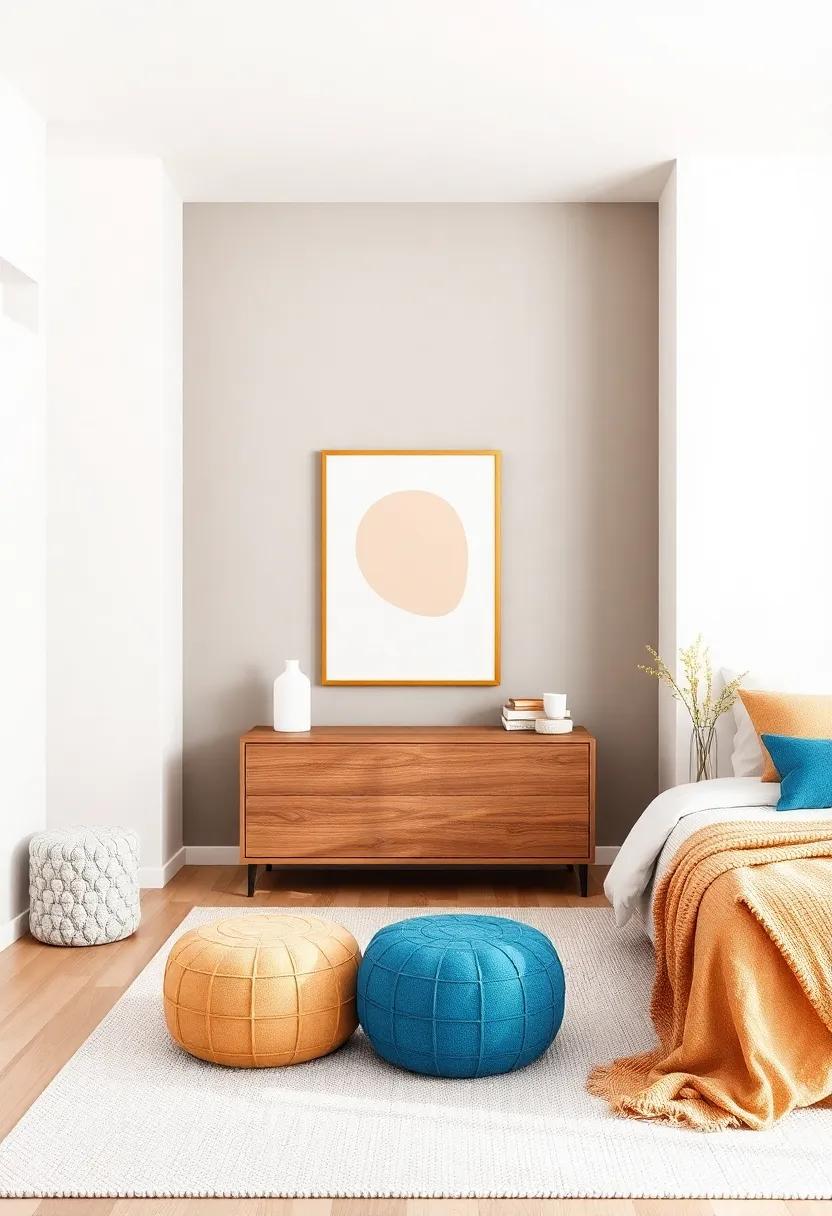 Neutral Palette with Pops of Color: Create a calming base with neutrals while accentuating your decor with vibrant colorful elements