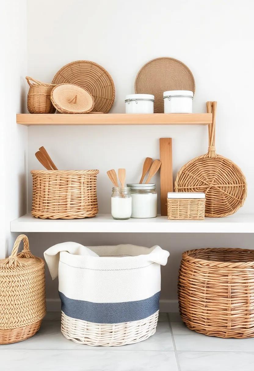 Beachy Baskets: Store kitchen essentials in wicker⁢ or woven baskets to bring a rustic and beachy charm to your storage solutions
