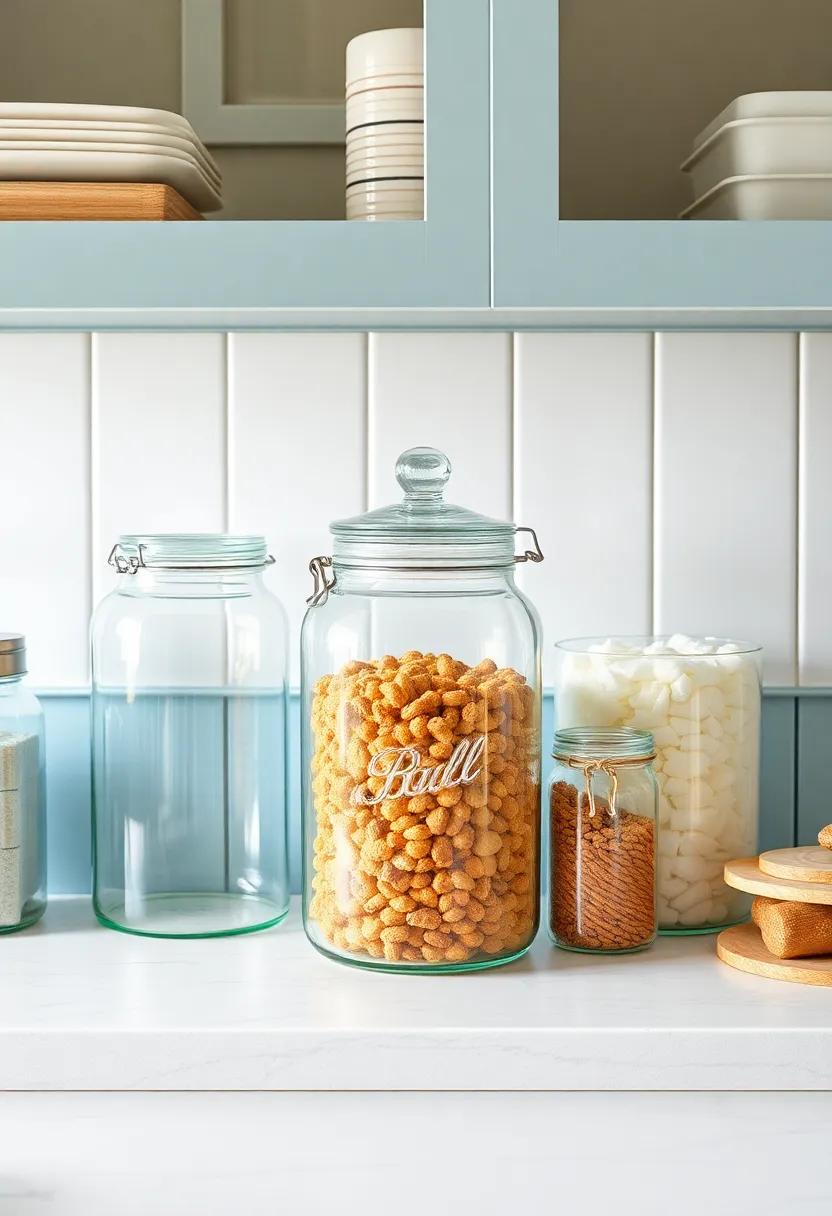 Clear ⁢Jars for Storage: Use clear glass‌ jars to store dry goods, ‍allowing for easy visibility and a clean, beachy look