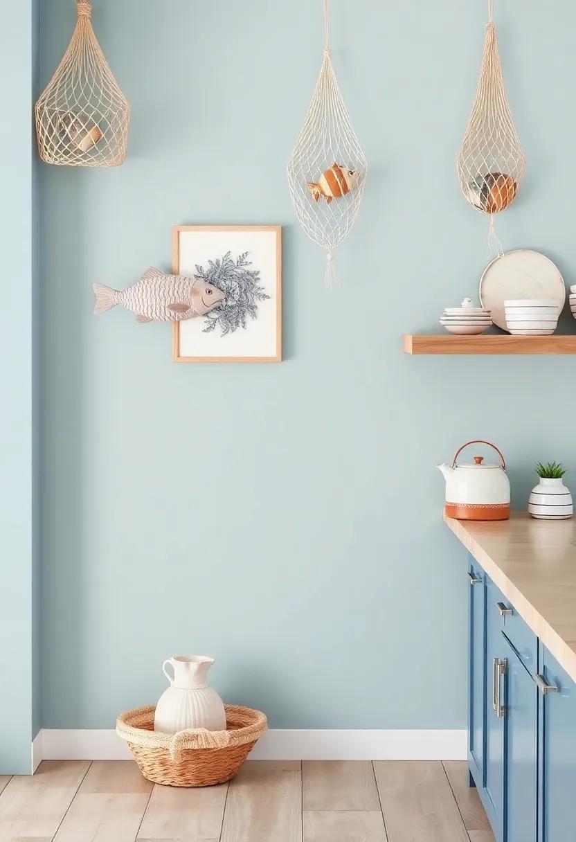 marine Life Decor: Incorporate ⁤fishnet ‍wall hangings or fish-themed art pieces for a playful touch ⁣that captures the essence of‍ coastal living