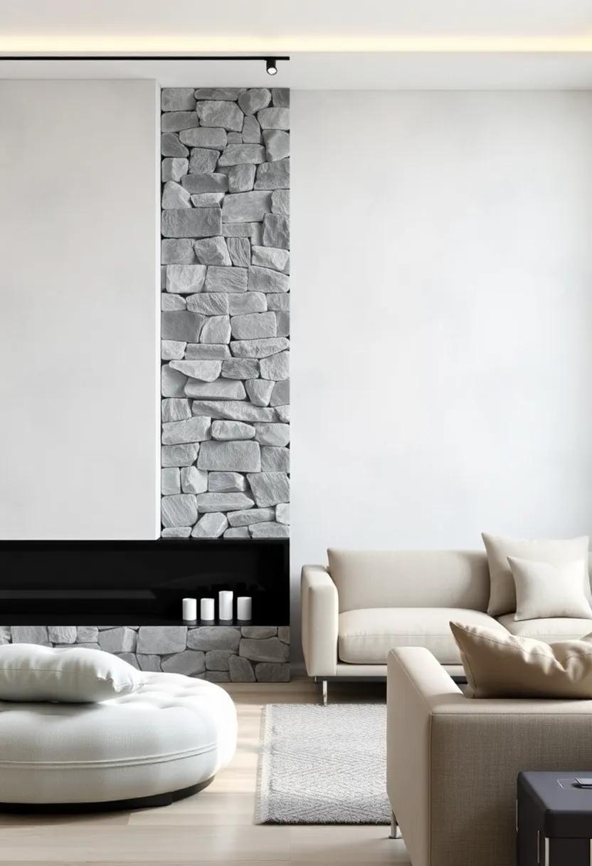 Stone Feature Walls: Create a stone feature​ wall that⁢ serves both as art and ​a sturdy partition, enhancing a rustic or modern feel