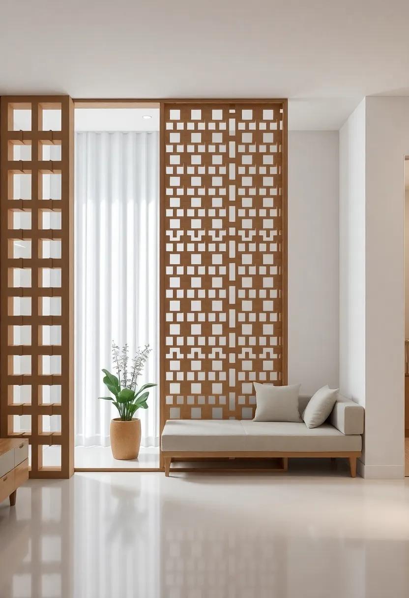 Lattice Work: ⁢Integrate lattice work as a decorative partition ⁢that​ allows light ⁢to filter through ⁢while separating spaces gracefully