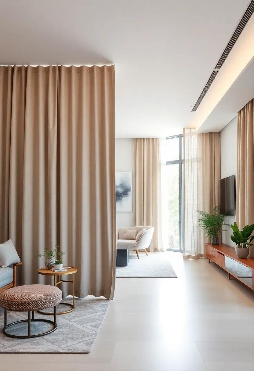 Fabric Panels: hang fabric-covered panels for a soft, textile divide that adds warmth‌ and the ​option for easy decor changes