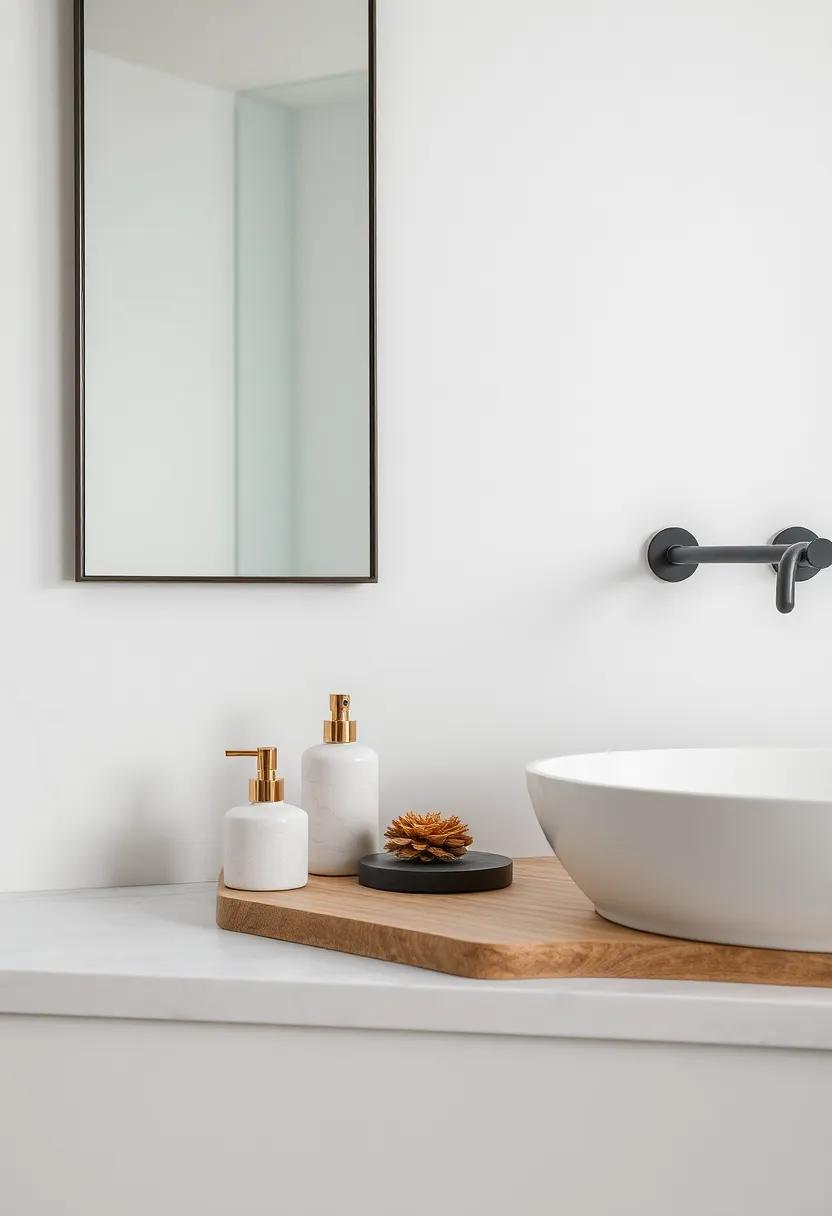 Elegant Bath Accessories: Choose elegant accessories, like marble soap dispensers⁤ or ceramic jars, to add sophistication amidst rustic elements