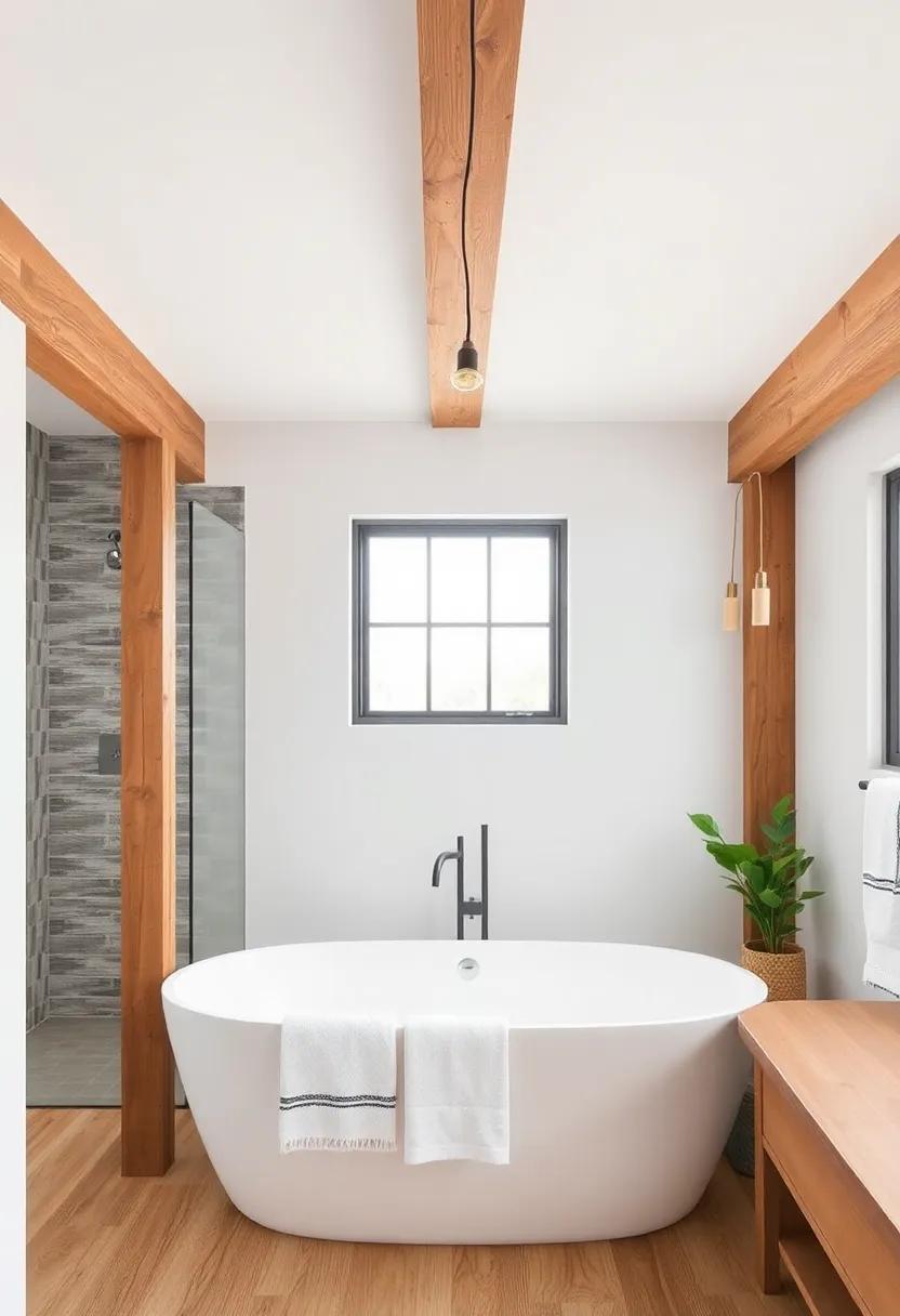 Embrace ‍Exposed Beams: Highlight the charm of rustic design by showcasing wooden beams that add warmth​ and texture ⁣to your⁤ bathroom space