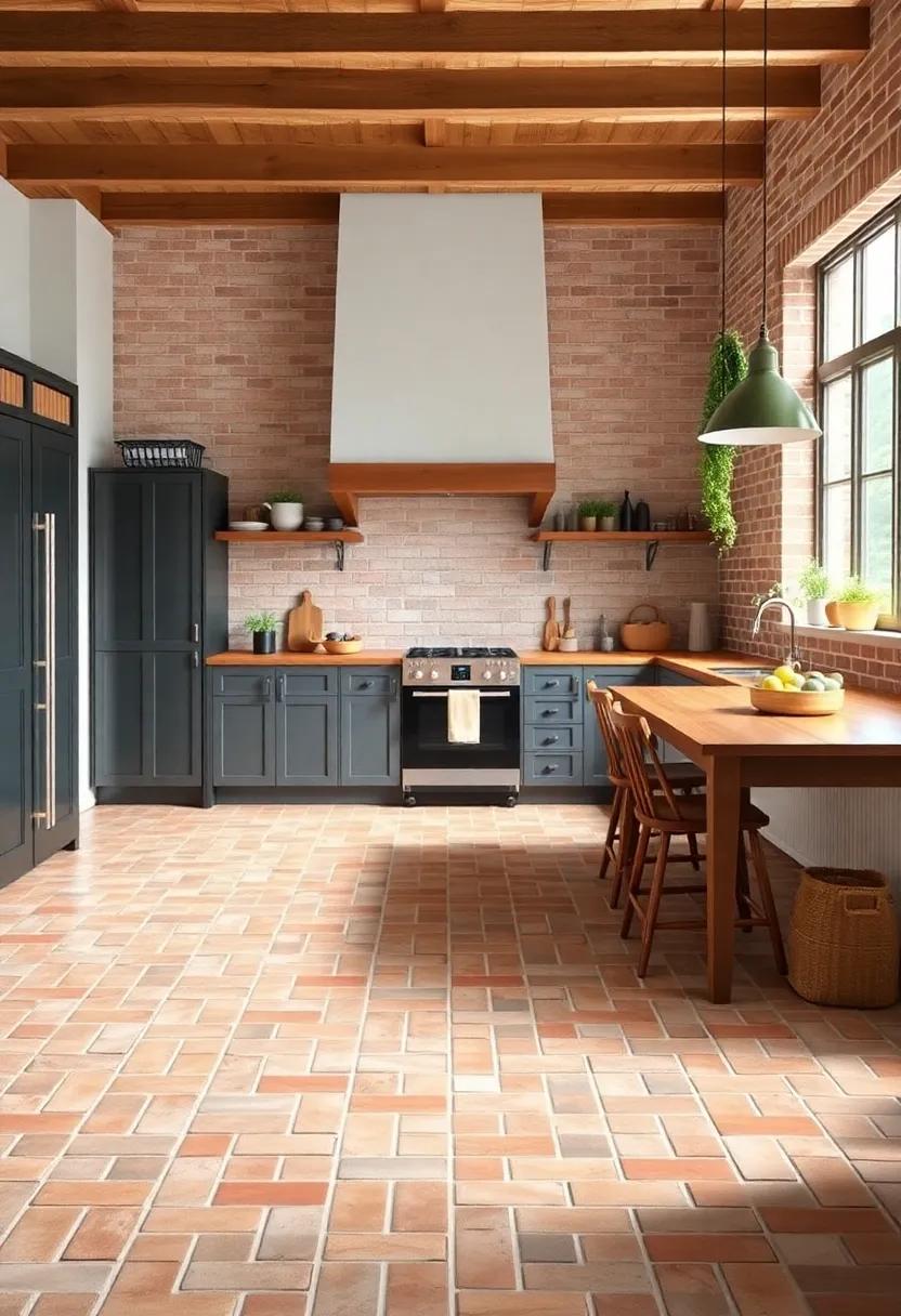 Refined Rustic Brick flooring Creating ⁤a Unique, Cozy Culinary Space
