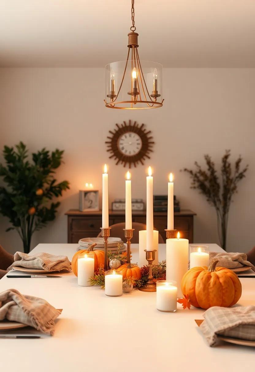 Candlelit ambiance: ⁤Create a soft ‍glow with an array of candles, varying heights, and sizes to enhance ⁣the cozy atmosphere