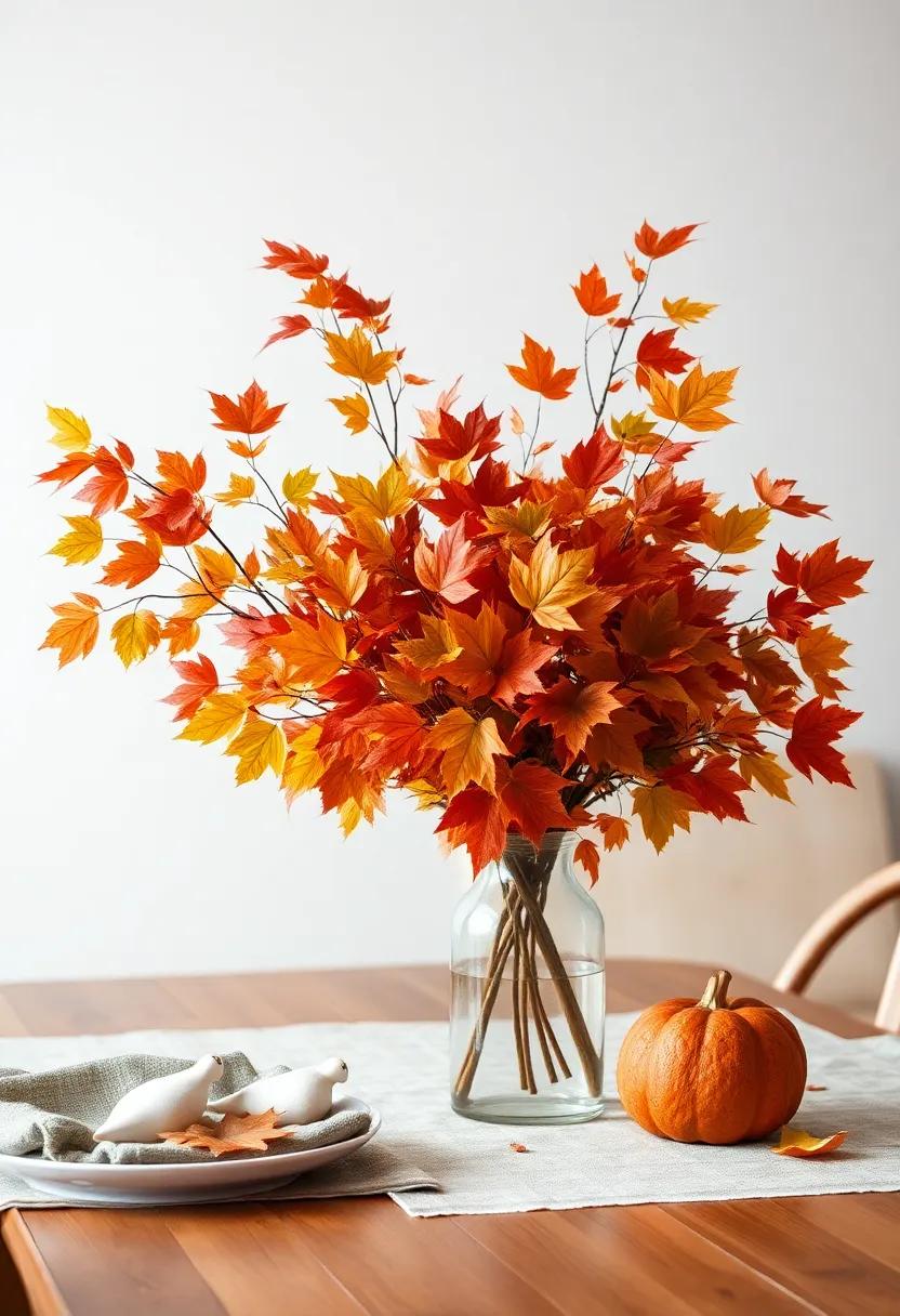 Bouquets⁣ of leaves:‍ fill⁣ vases with colorful autumn leaves for a simple yet striking arrangement that embodies the season