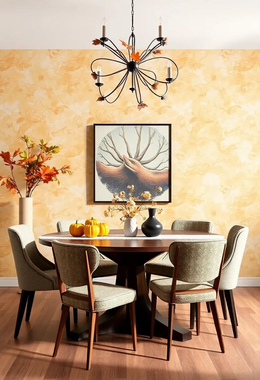 Textured wall finishes: Explore wallpaper or paint with texture that reflects​ the warmth of the changing season