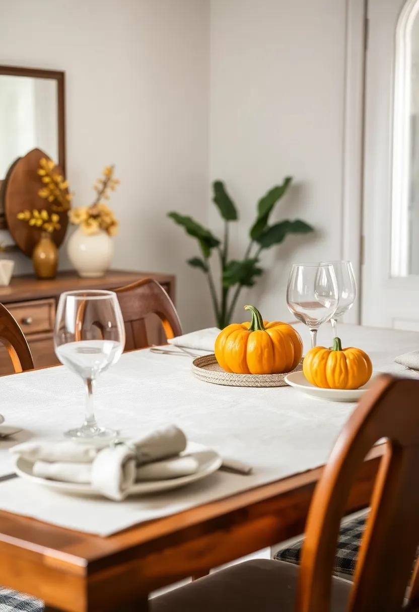 Harvest-themed accents: Add mini​ pumpkins or gourds as decorative elements on your table for a playful​ yet chic fall ⁣look