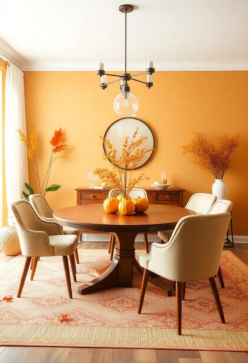 Cheerful wall colors: ‍Consider painting your dining room in cheerful, warm hues to⁤ reflect the joy and beauty of ‌the fall‍ season