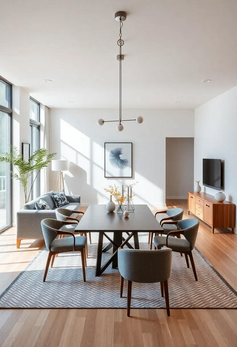 Functional Layouts: position‍ furniture to encourage conversation and​ flow, ensuring that both the dining ​and living⁣ spaces feel accessible and inviting
