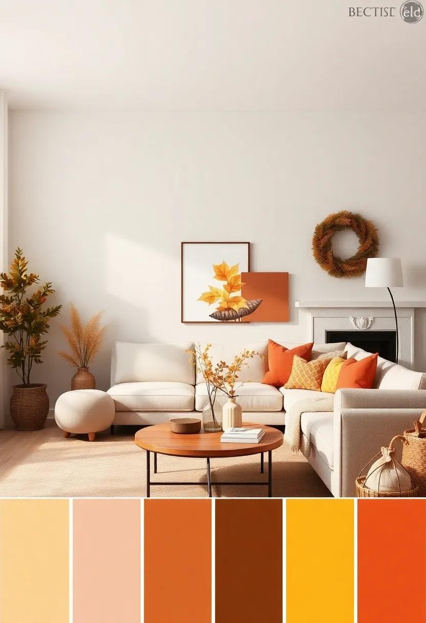 Cozy Autumn: Celebrate⁣ the warmth of fall with pumpkin orange, rustic brown, and golden yellow, bringing the essence of the harvest indoors
