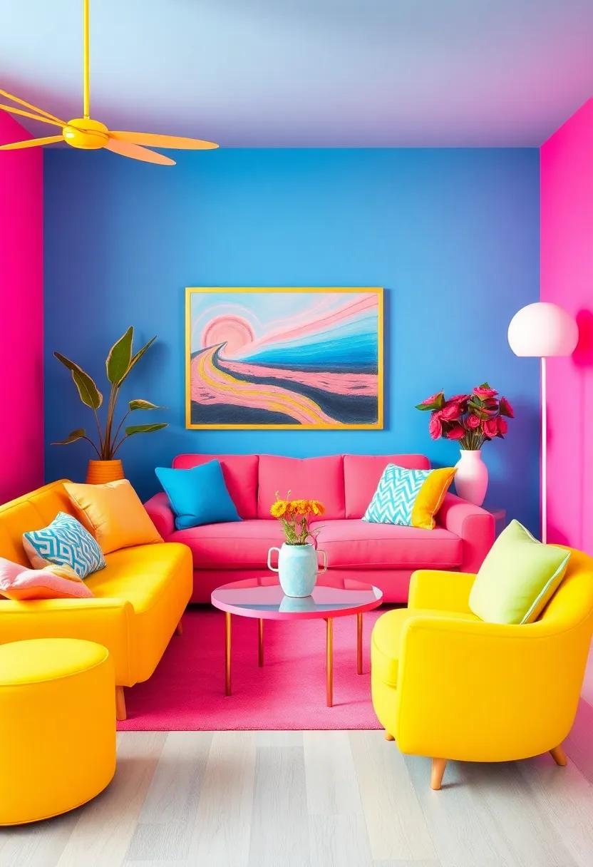 Retro pop: Fuse bubblegum pink, electric blue,‌ and ‌sunny yellow for ‍an⁣ energetic ⁢and whimsical vibe perfect for the young at‍ heart
