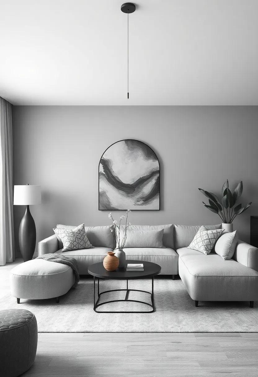 Monochromatic Magic: explore the power of varying shades‌ of gray ⁢to build depth and sophistication, turning ‍simplicity⁤ into a striking focal point