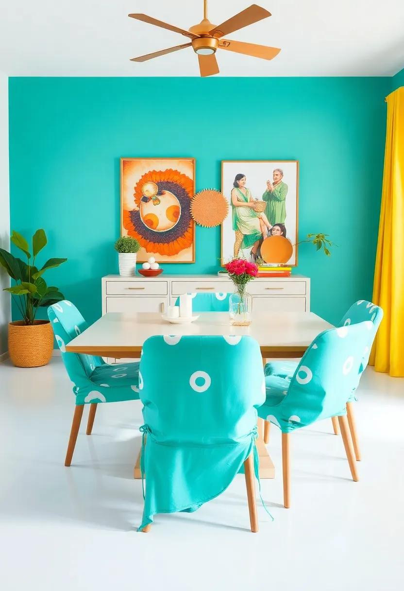 Artistic ⁢Chair Covers: Transform standard chairs with DIY fabric covers ⁤in bold patterns or colors to enhance the overall aesthetic⁣ without breaking the bank