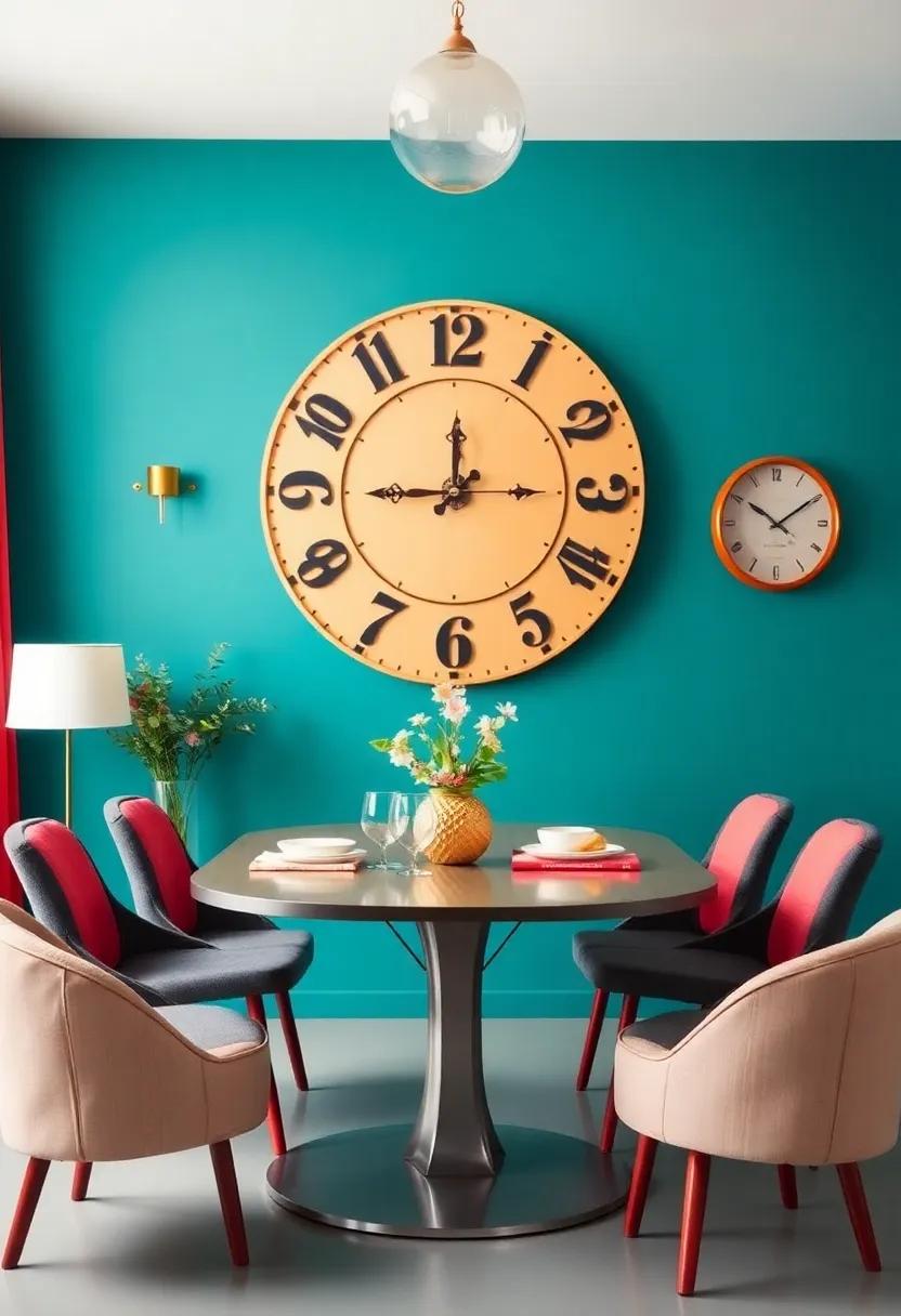 Quirky Clock: Install a bold, oversized wall clock⁣ that resonates with your​ color ​scheme to provide function while serving as a whimsical‍ piece of⁤ art