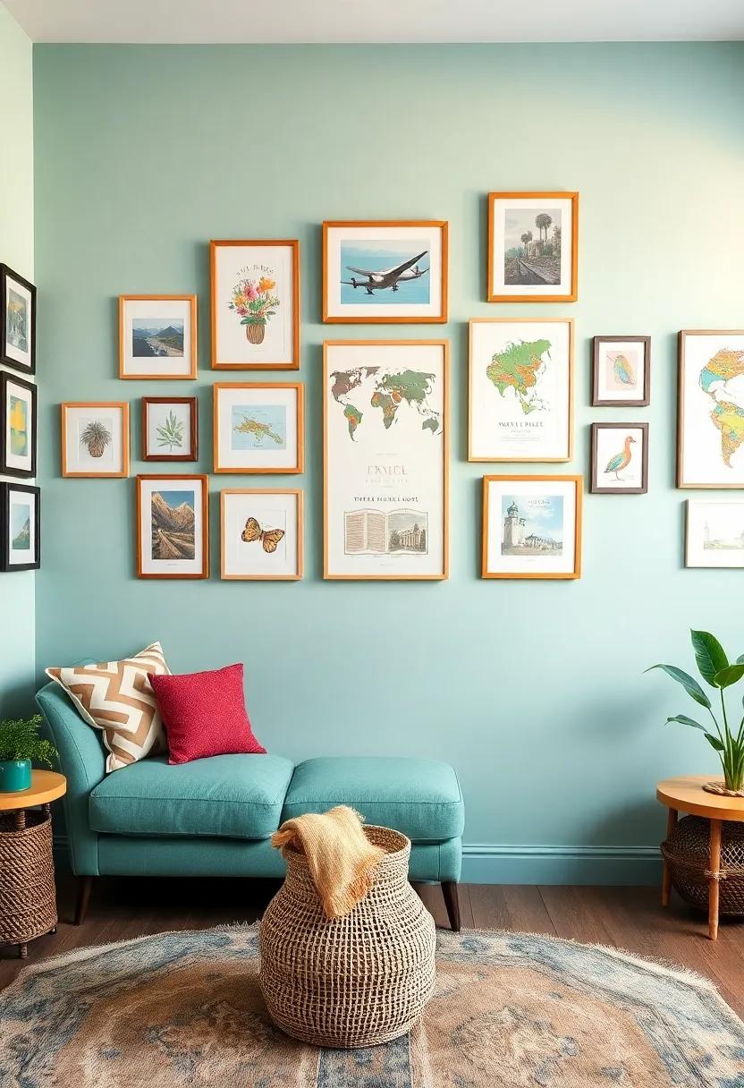 Whimsical Gallery Walls: Displaying Travel Souvenirs and Artwork