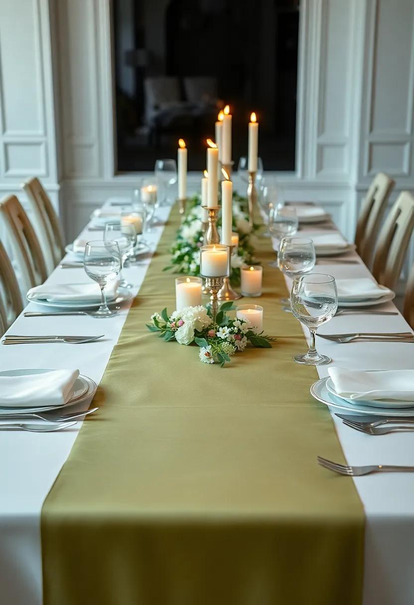 Candlelit Elegance: Adorn a satin table runner‍ with an array⁣ of candlesticks ⁤and ⁣elegant‌ dinnerware for an intimate and ⁤romantic evening​ gathering