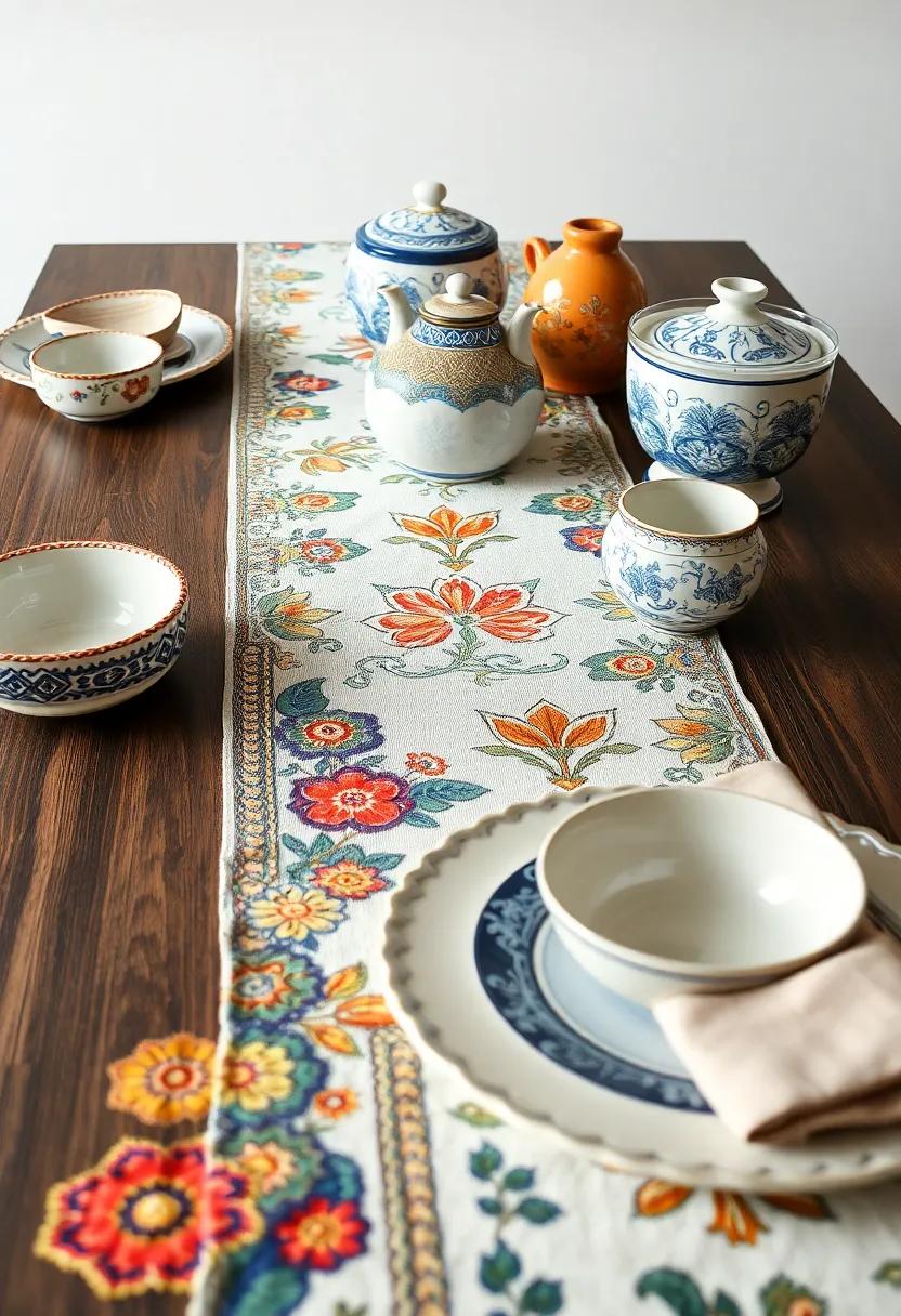 Cultural Influence: ‍Showcase beautiful ceramics from a specific culture, matched with a fabric runner that reflects ⁤its vibrant colors and designs